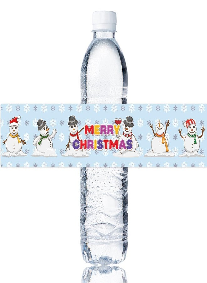 Maicaiffe Merry Christmas Water Bottle Stickers, Hello Winter Snowman Snowflake Water Bottle Label, Happy Holiday Party Decorations, Christmas Theme Party Supplies 32 Stickers - Image 1